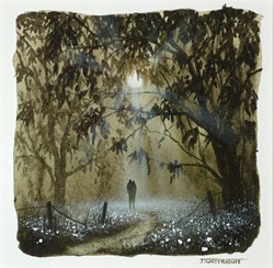 Lover's Walk (Study) by John Waterhouse - Original on Paper sized 5x5 inches. Available from Whitewall Galleries